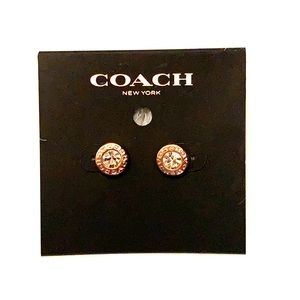 Rose gold stud Coach earrings. NWT